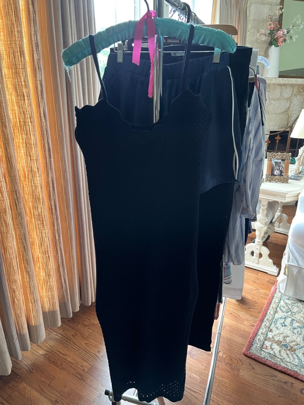 Donna Karan Black Open-Knit Sweater Dress